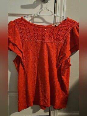 Eyelet Lace Red Women's Top by LOFT